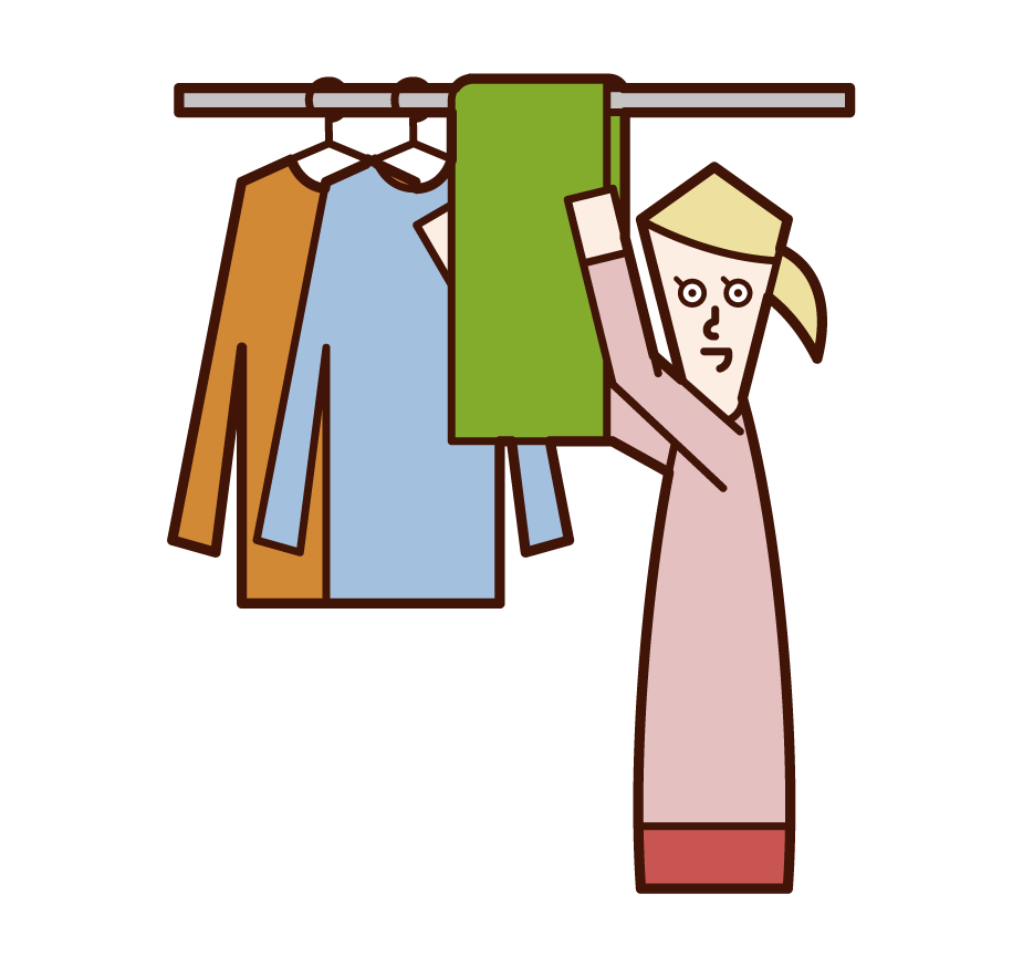 Illustration of a woman drying laundry