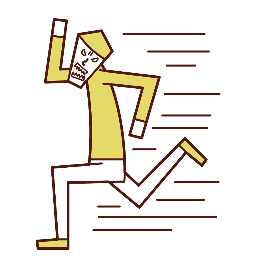 拼命奔跑的人（男性）的插圖