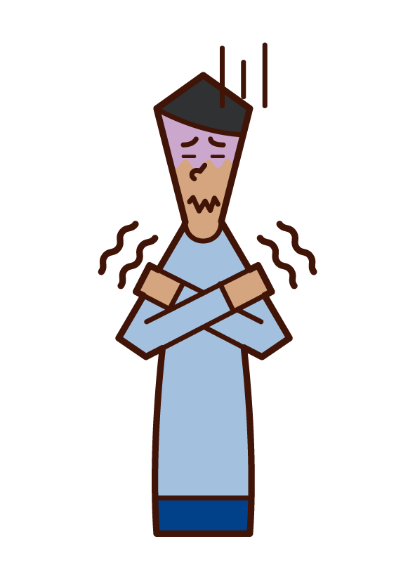 Illustration of a person (male) who feels a chill