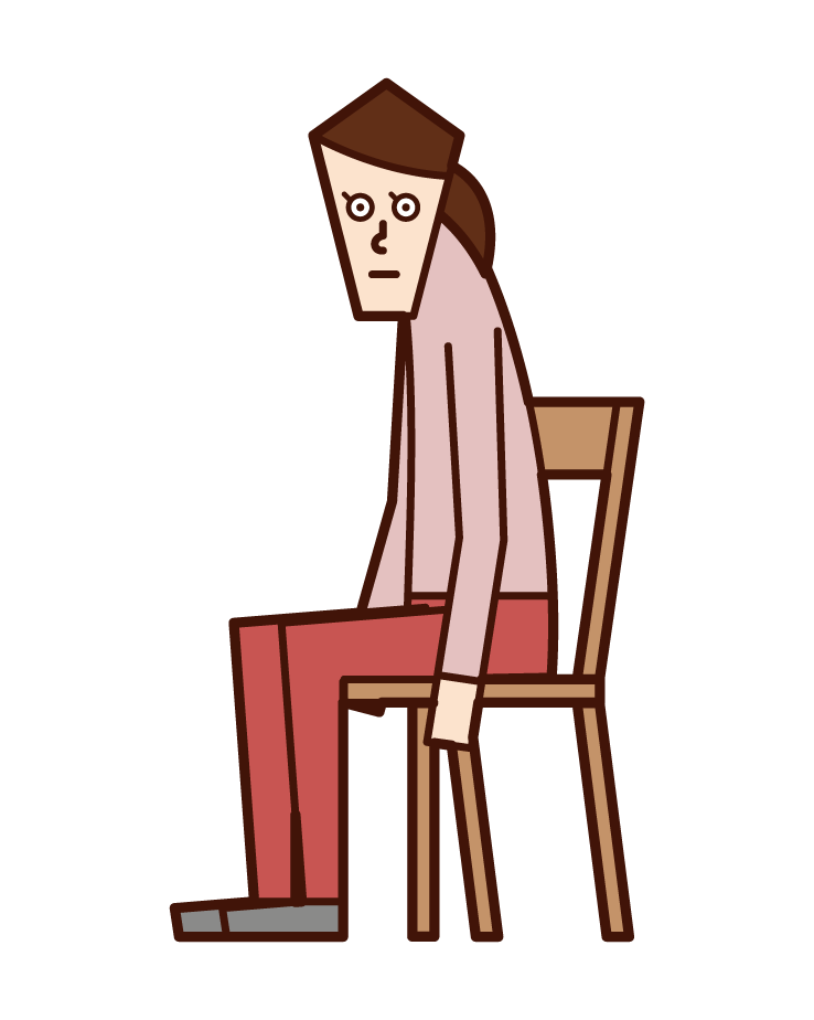 Illustration of a person with a back and a person with a good posture (male)