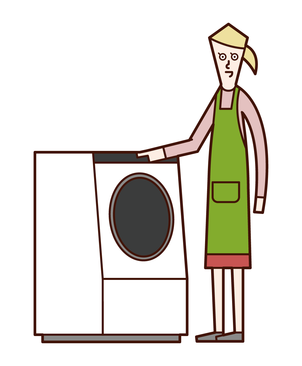 Illustration of a woman using a washing machine