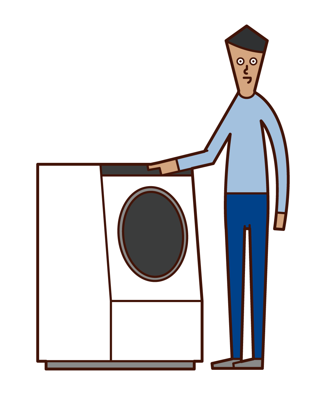 洗濯機を使う人（男性）のイラスト