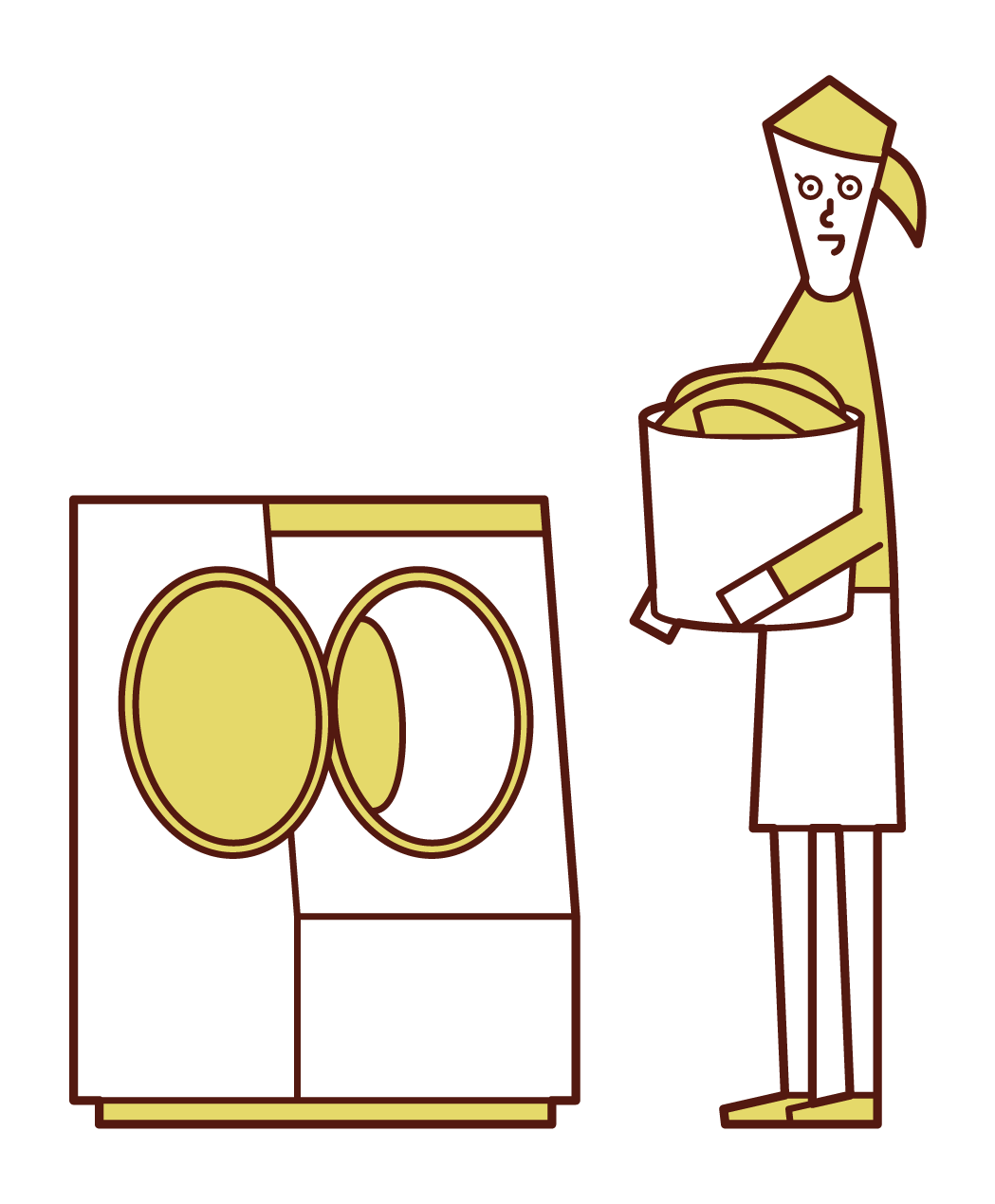 Illustration of a woman doing laundry