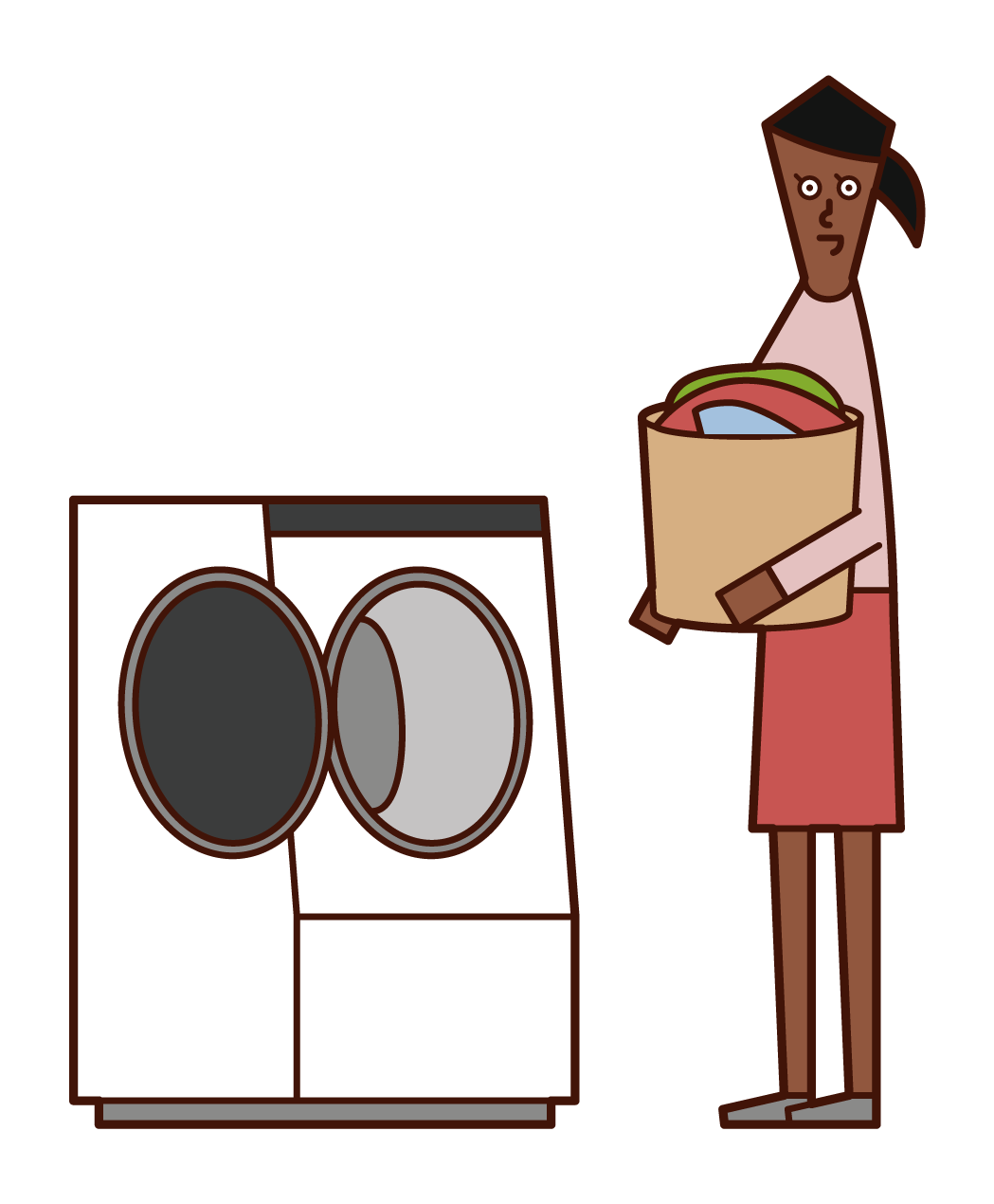 洗濯をする人（女性）のイラスト