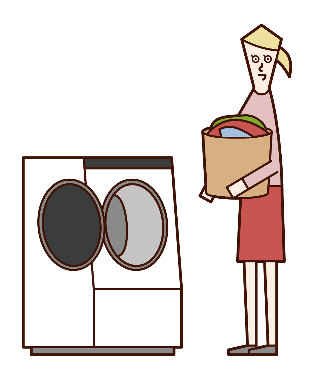 洗濯をする人（女性）のイラスト