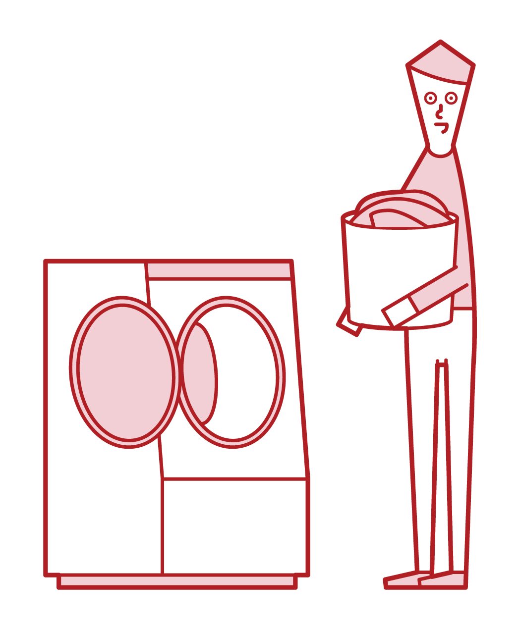 Illustration of a man doing laundry