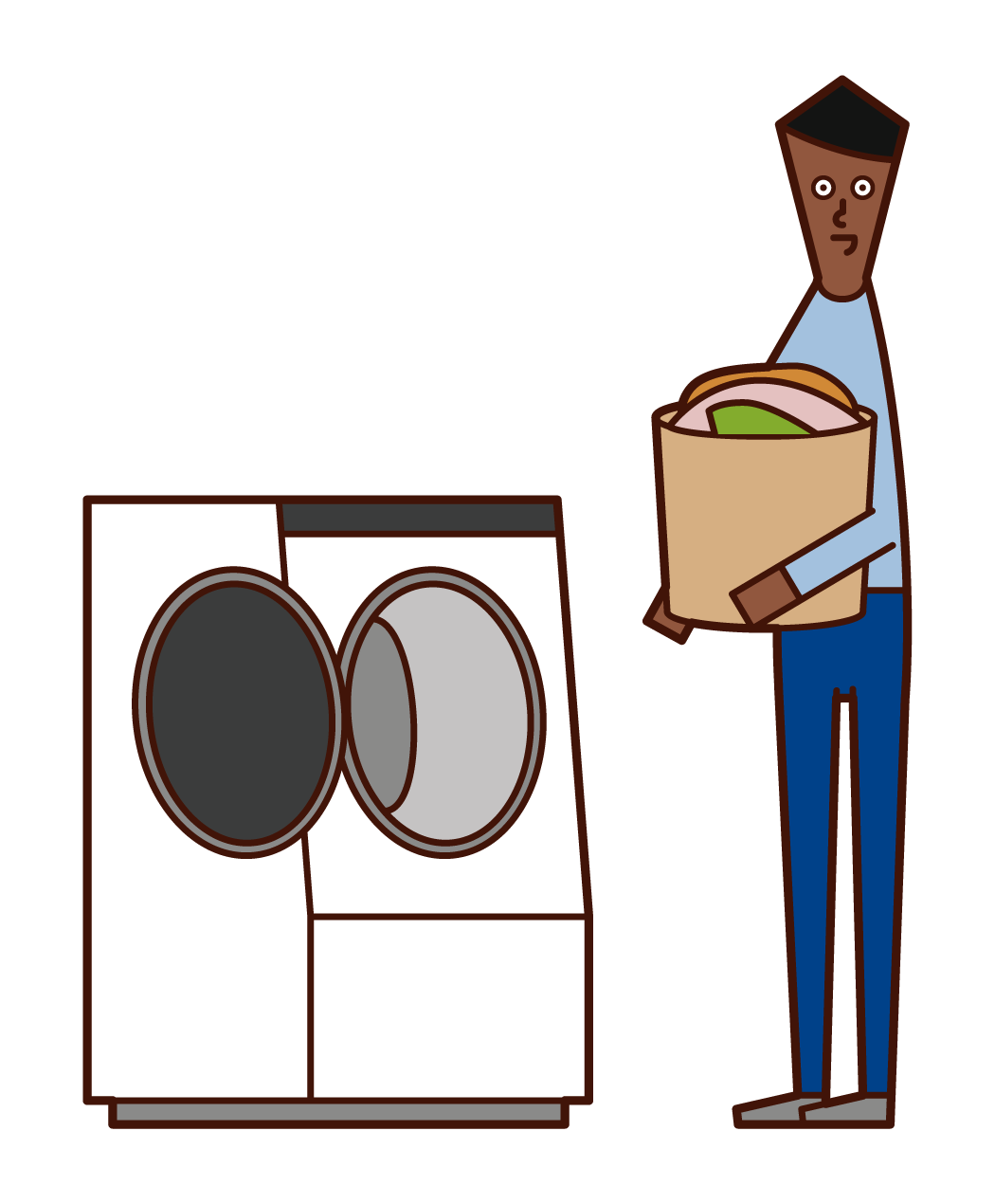 洗濯をする人（男性）のイラスト