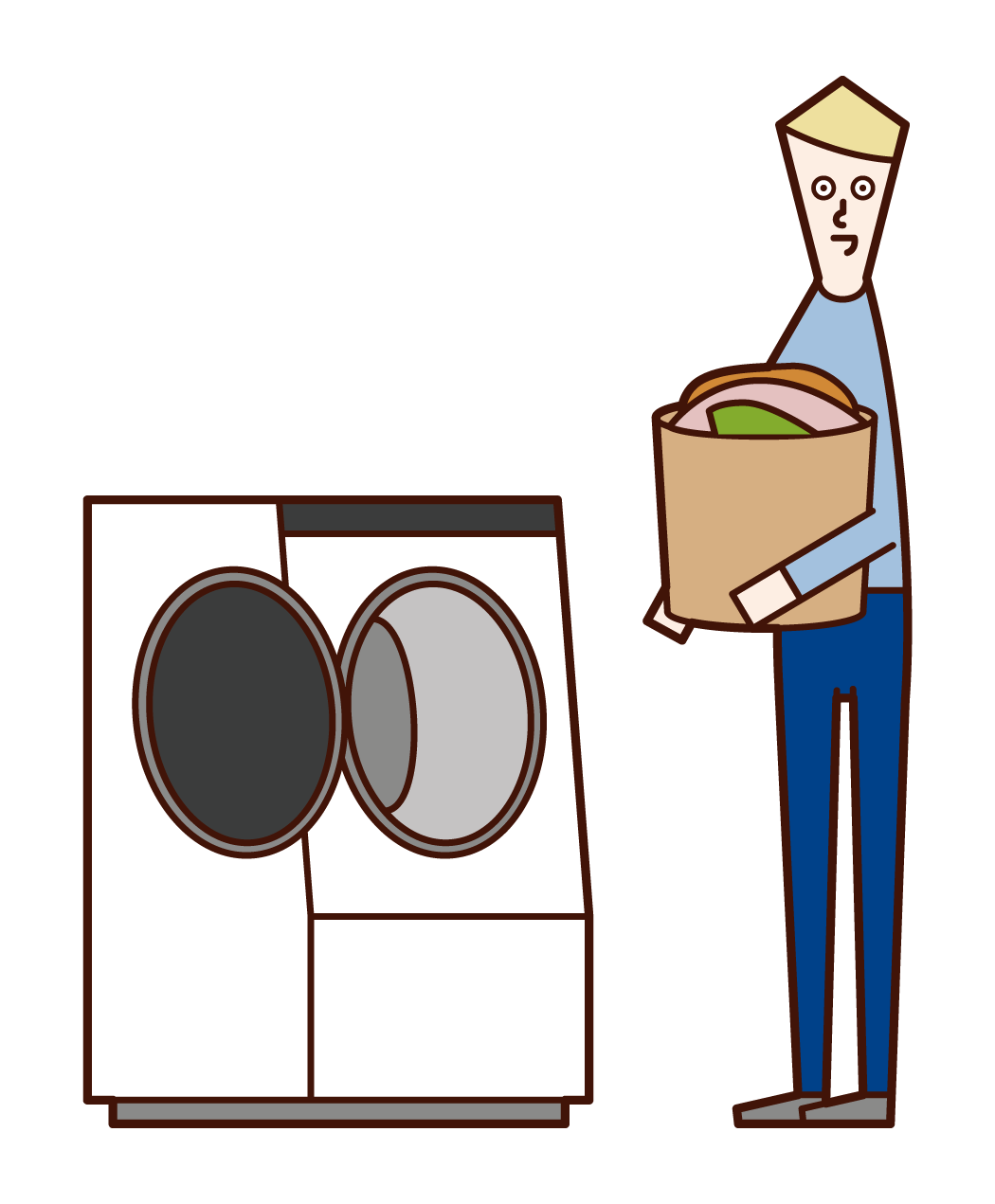 Illustration of a man doing laundry