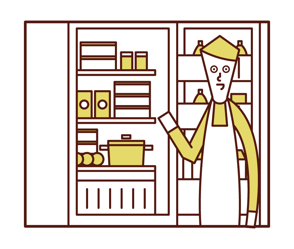 冷蔵庫から食品を取り出す人 男性 のイラスト フリーイラスト素材 Kukukeke ククケケ