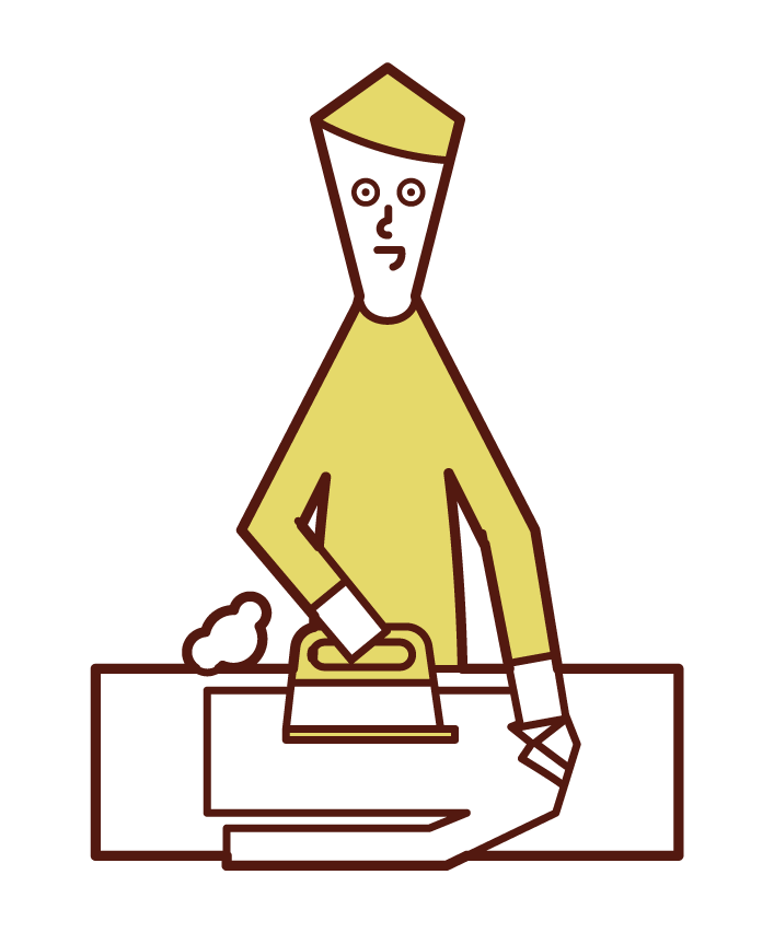 Illustration of ironing person (male)