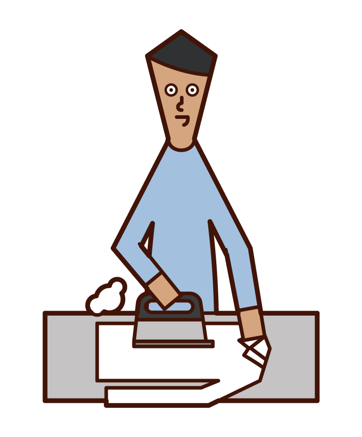 Illustration of ironing person (male)