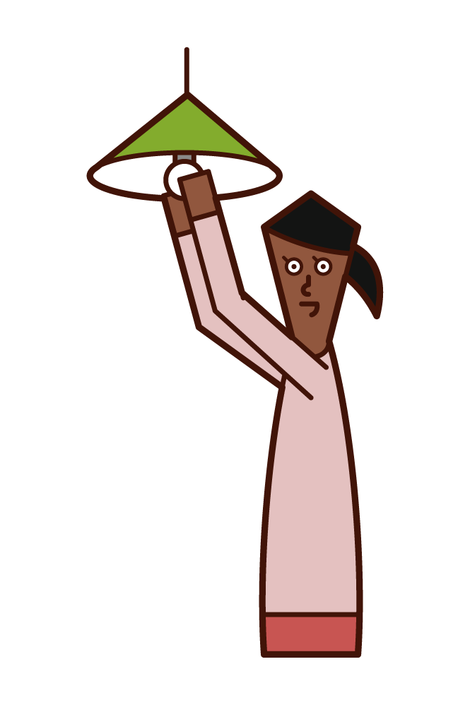 Illustration of a woman exchanging light bulbs