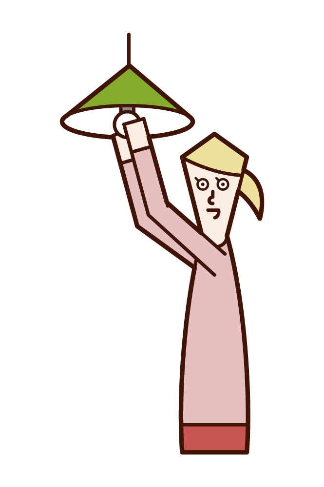 Illustration of a woman exchanging light bulbs