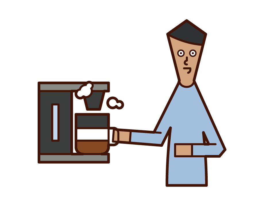 커피 머신을 사용하는 사람 (남성)의 그림