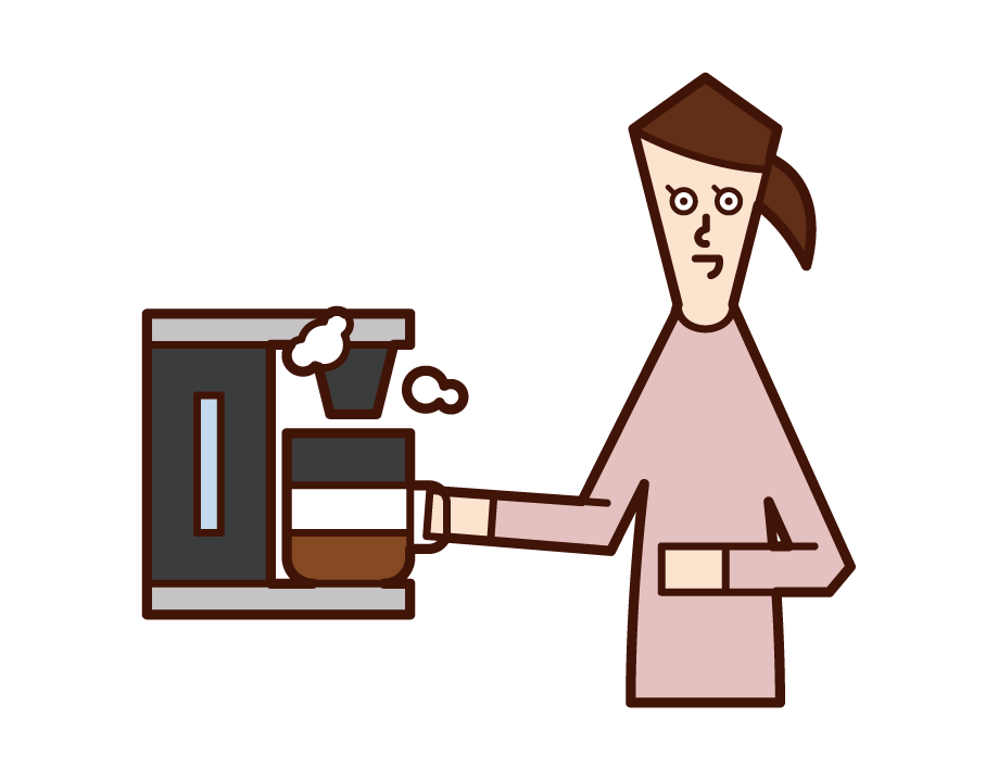 커피 머신을 사용하는 사람 (여성)의 그림