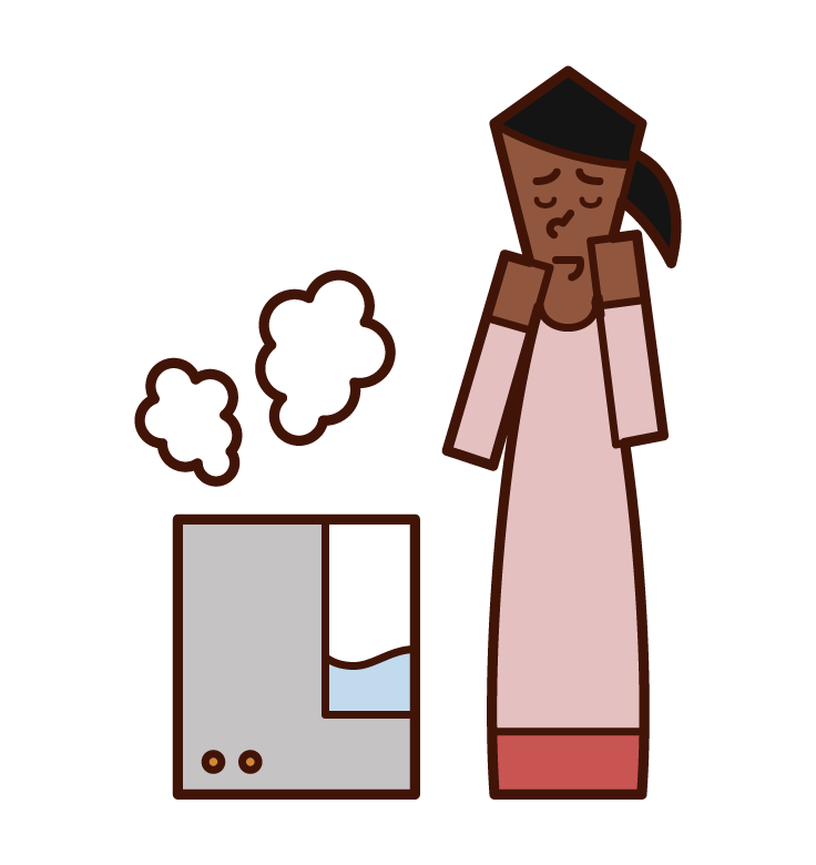 Illustration of a woman using a humidifier
