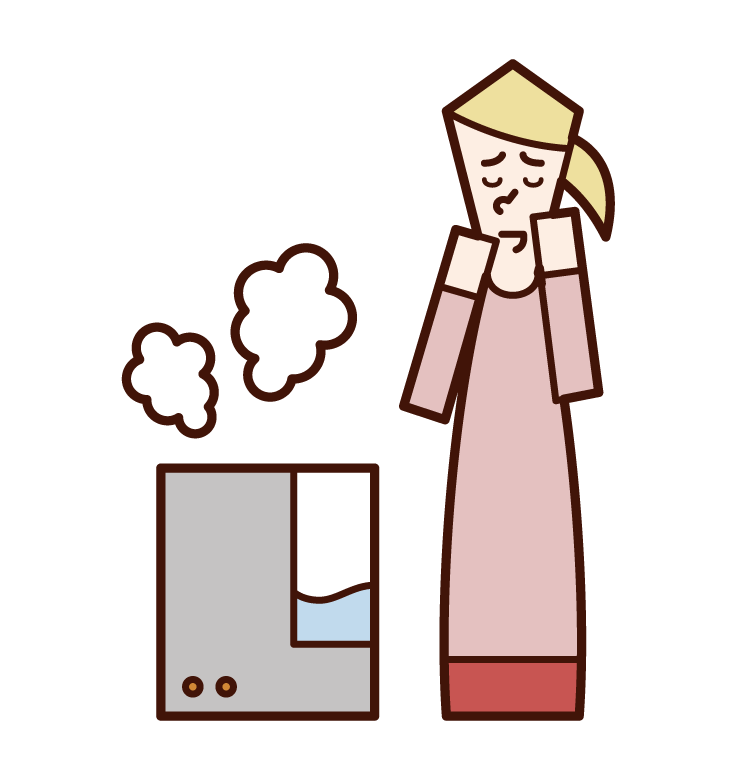 Illustration of a woman using a humidifier