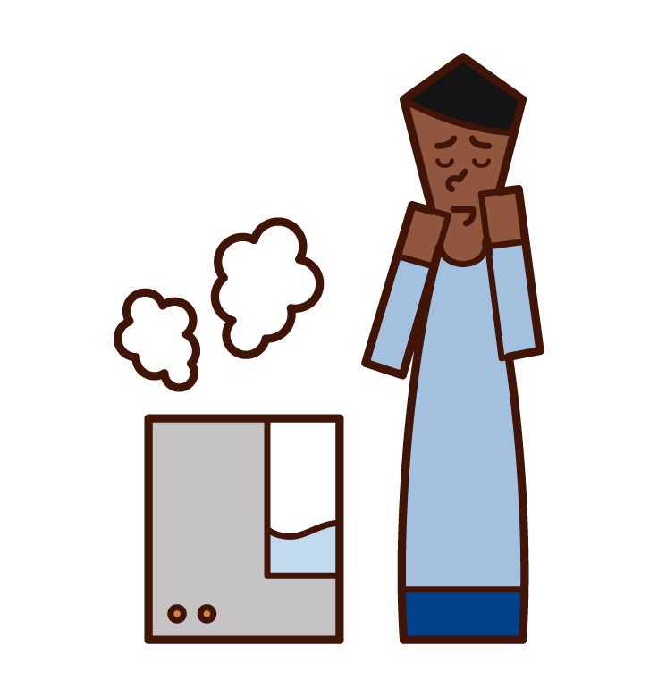 Illustration of a man using a humidifier