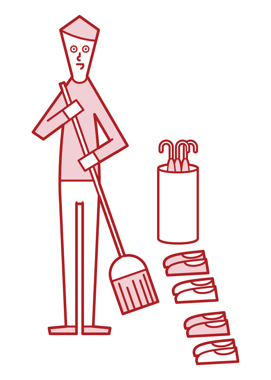 Illustration of a man cleaning the entrance