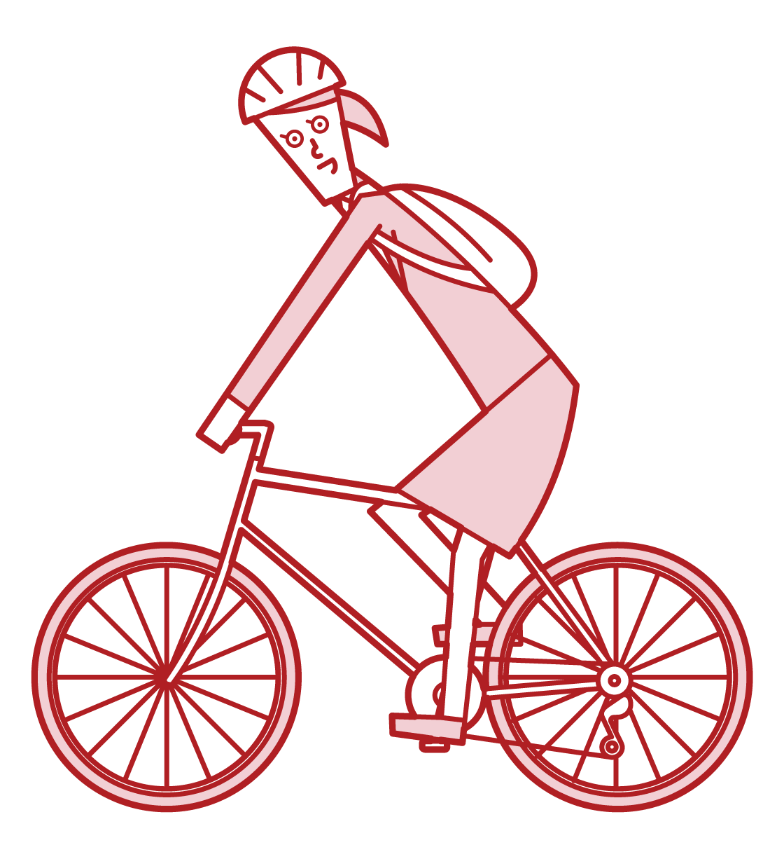 騎自行車上班的人（女性）的插圖