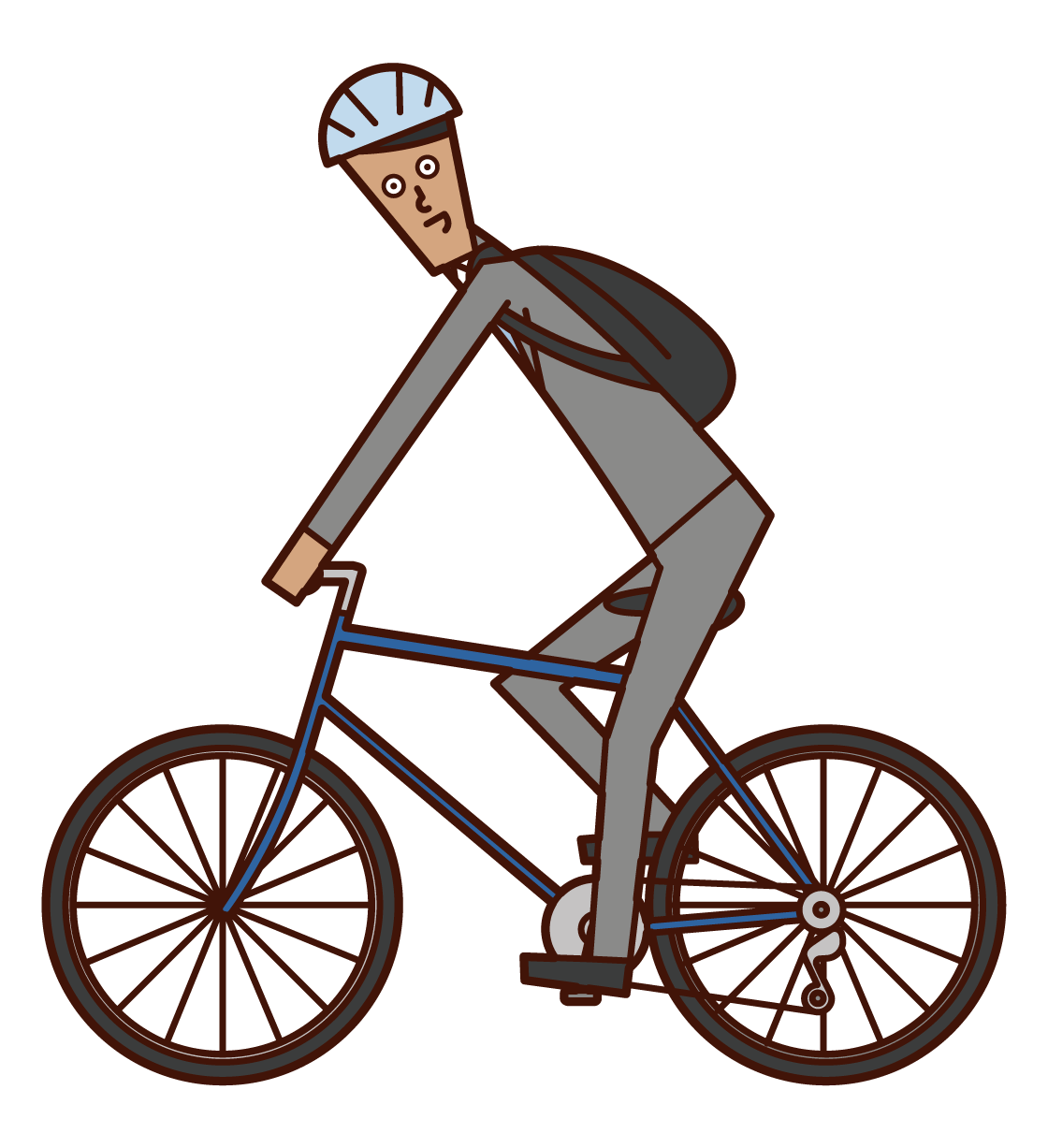 자전거로 출근하는 사람(남성)의 일러스트