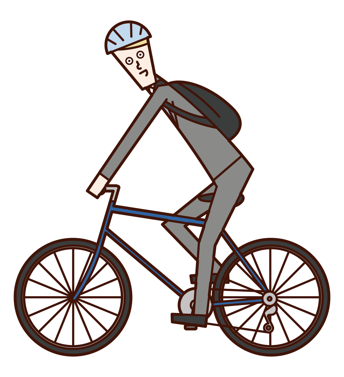 자전거로 출근하는 사람(남성)의 일러스트