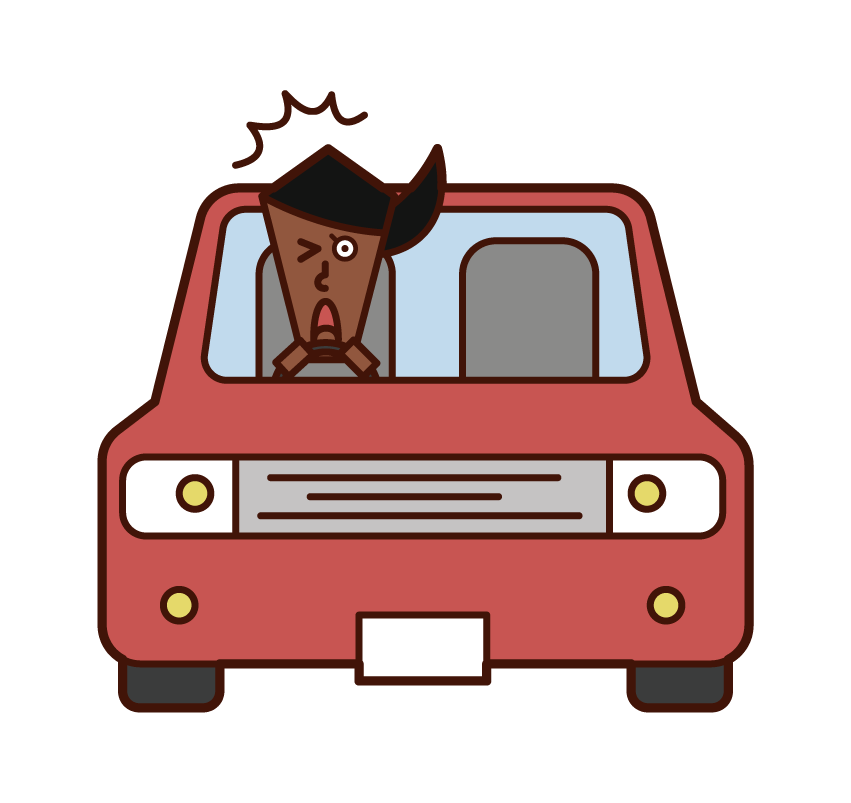 Illustration of a driver (woman) who is about to be injured