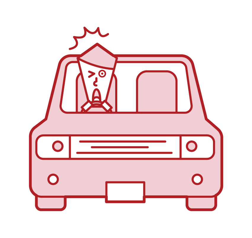 Illustration of a driver (man) who is about to be injured