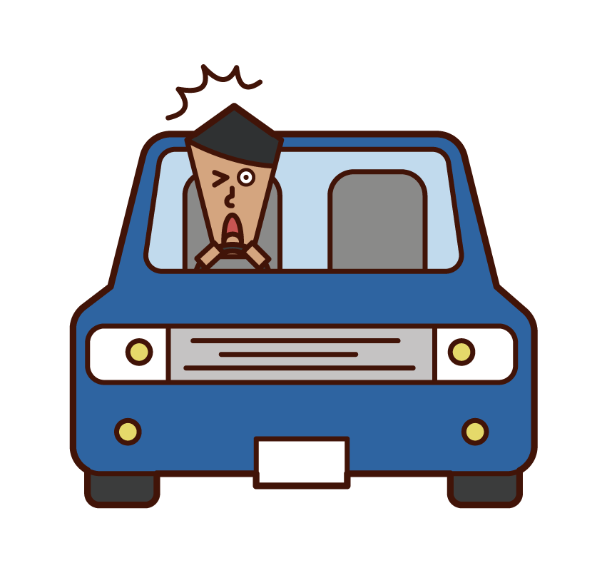 Illustration of a driver (man) who is about to be injured