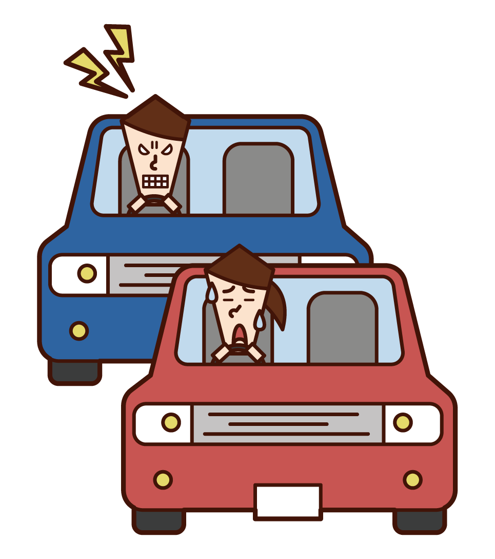 煽り運転をする人（男性）のイラスト