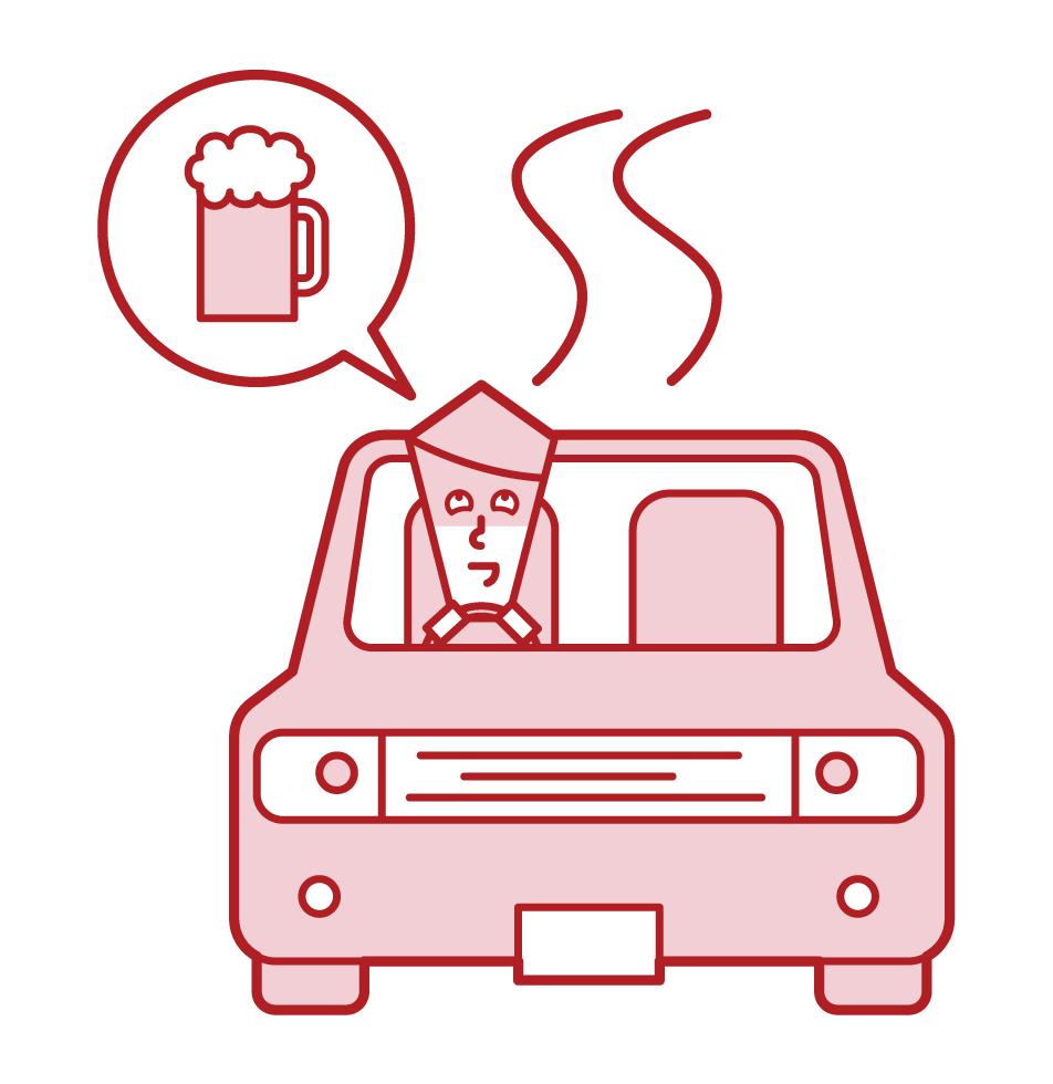 Illustration of a drunk driver (male)