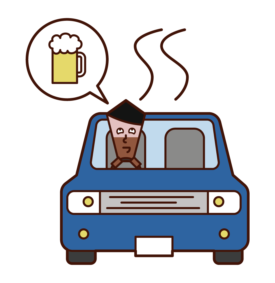 Illustration of a drunk driver (male)