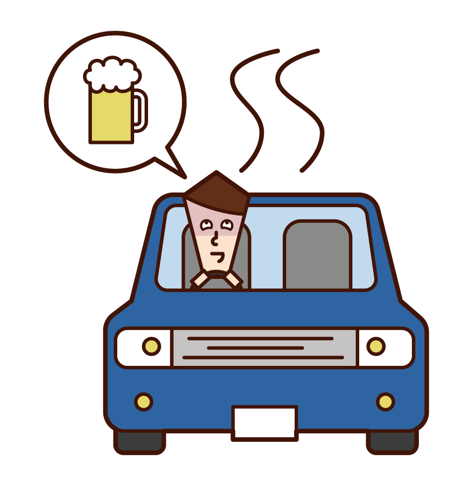 飲酒運転をする人（男性）のイラスト