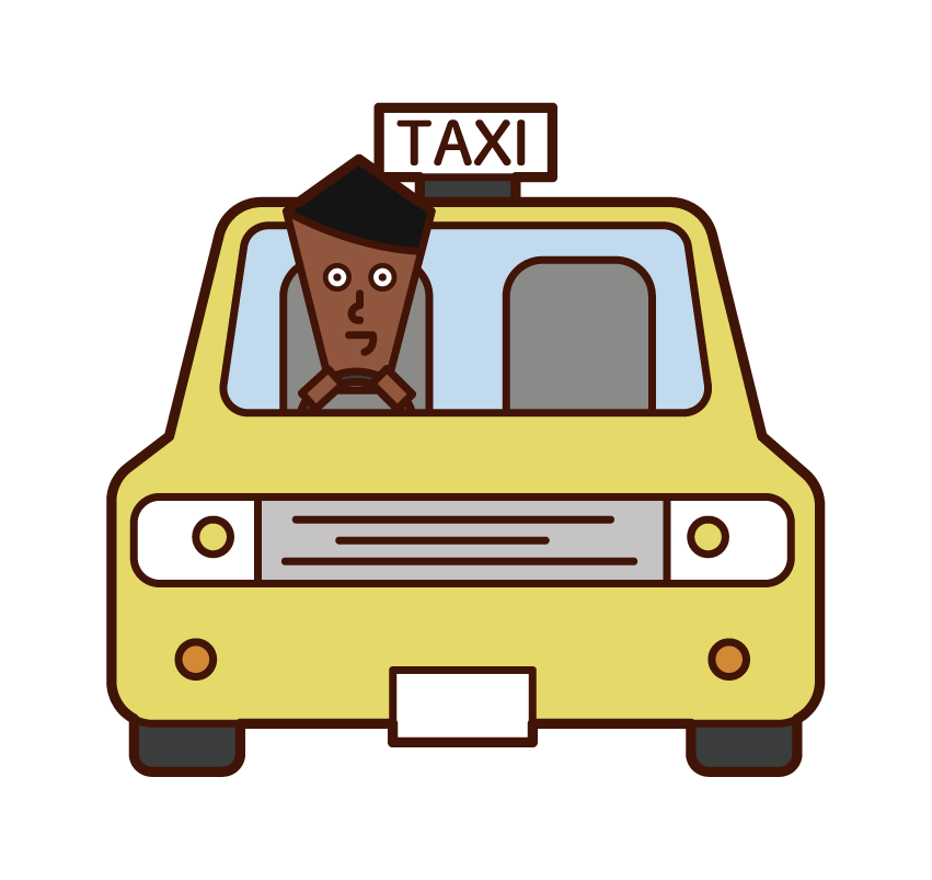 タクシーを運転する人（男性）のイラスト