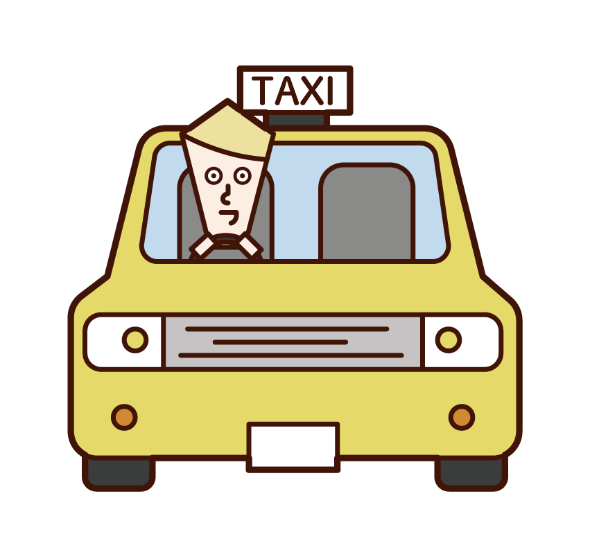 タクシーを運転する人（男性）のイラスト