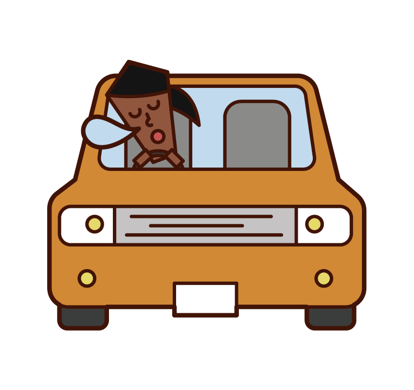 Illustration of a woman dozing off in a car