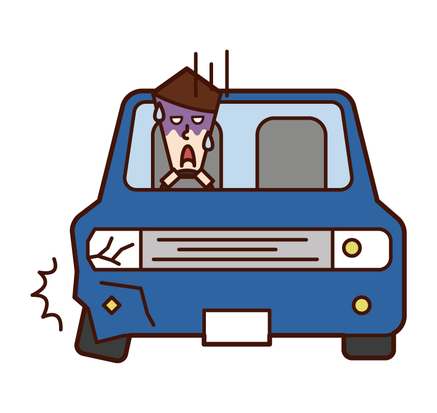 Illustration of police officer (man) driving a police car