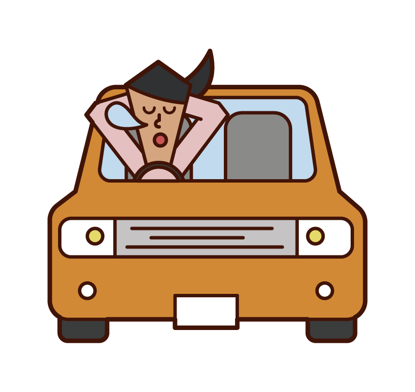 Illustration of a woman sleeping in a car