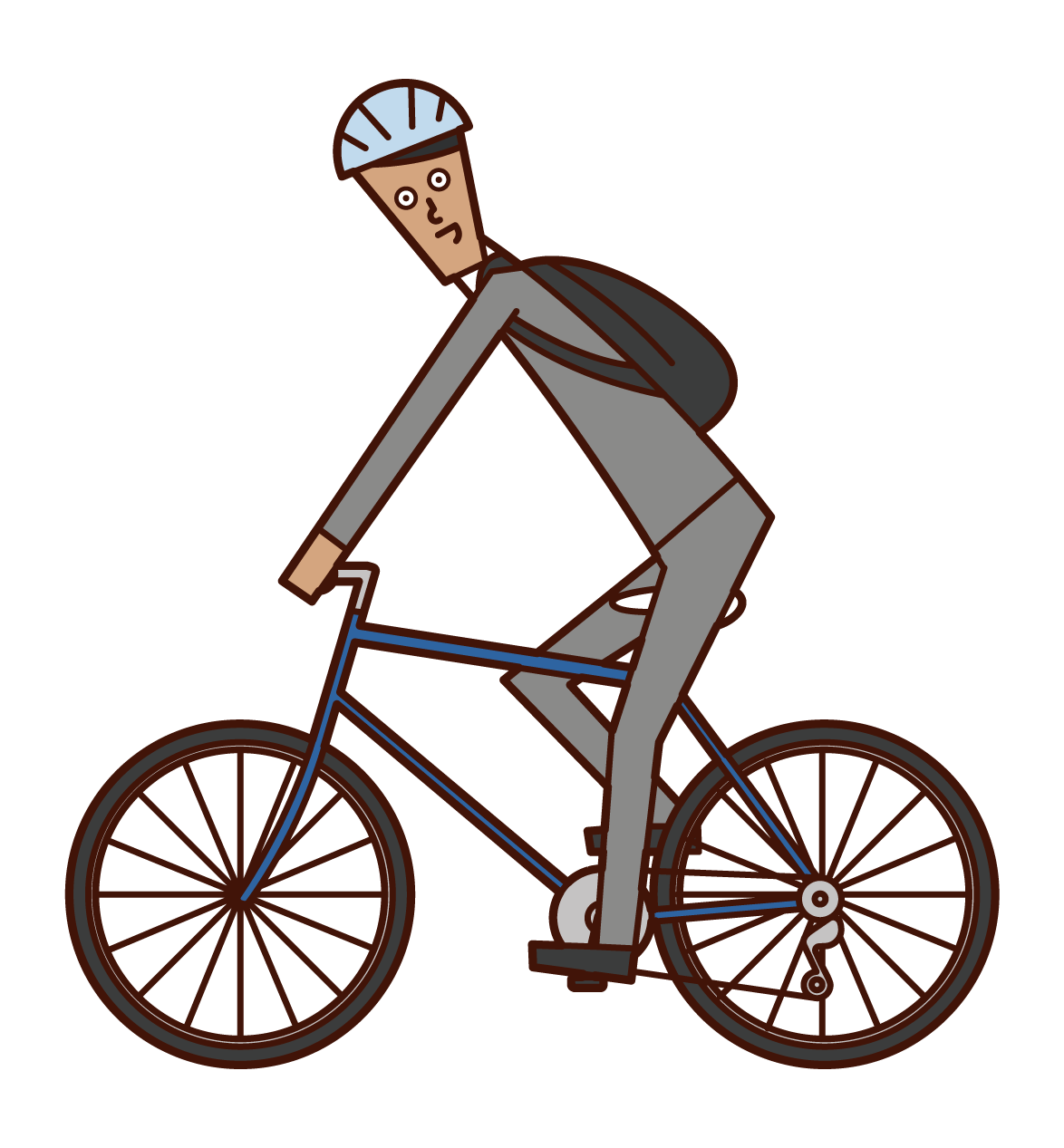 自転車で通勤する人（男性）のイラスト