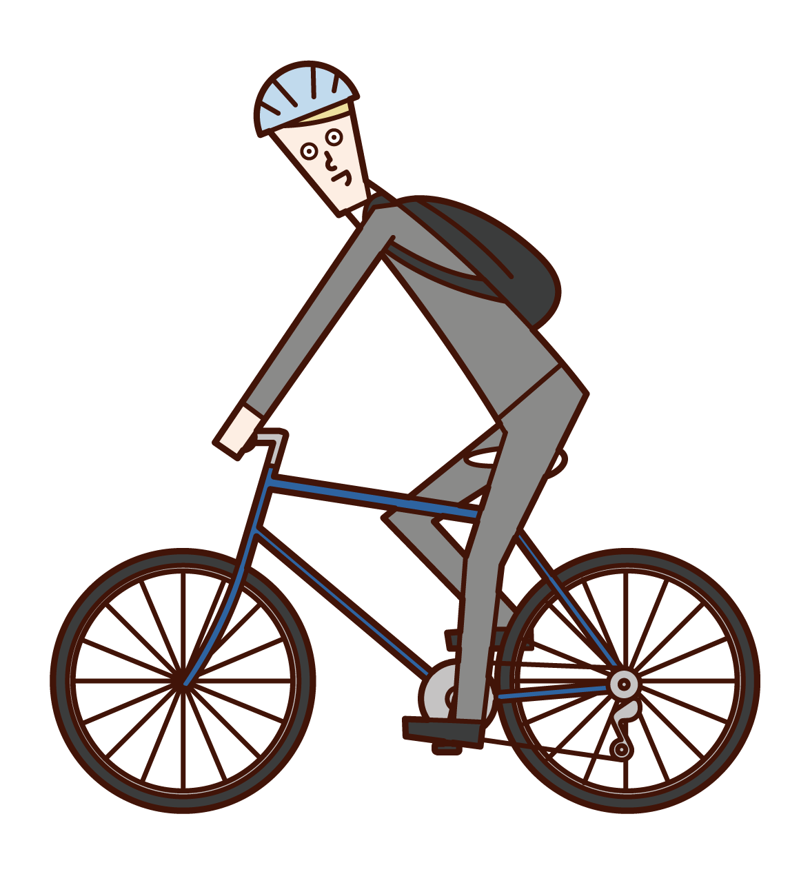 自転車で通勤する人（男性）のイラスト