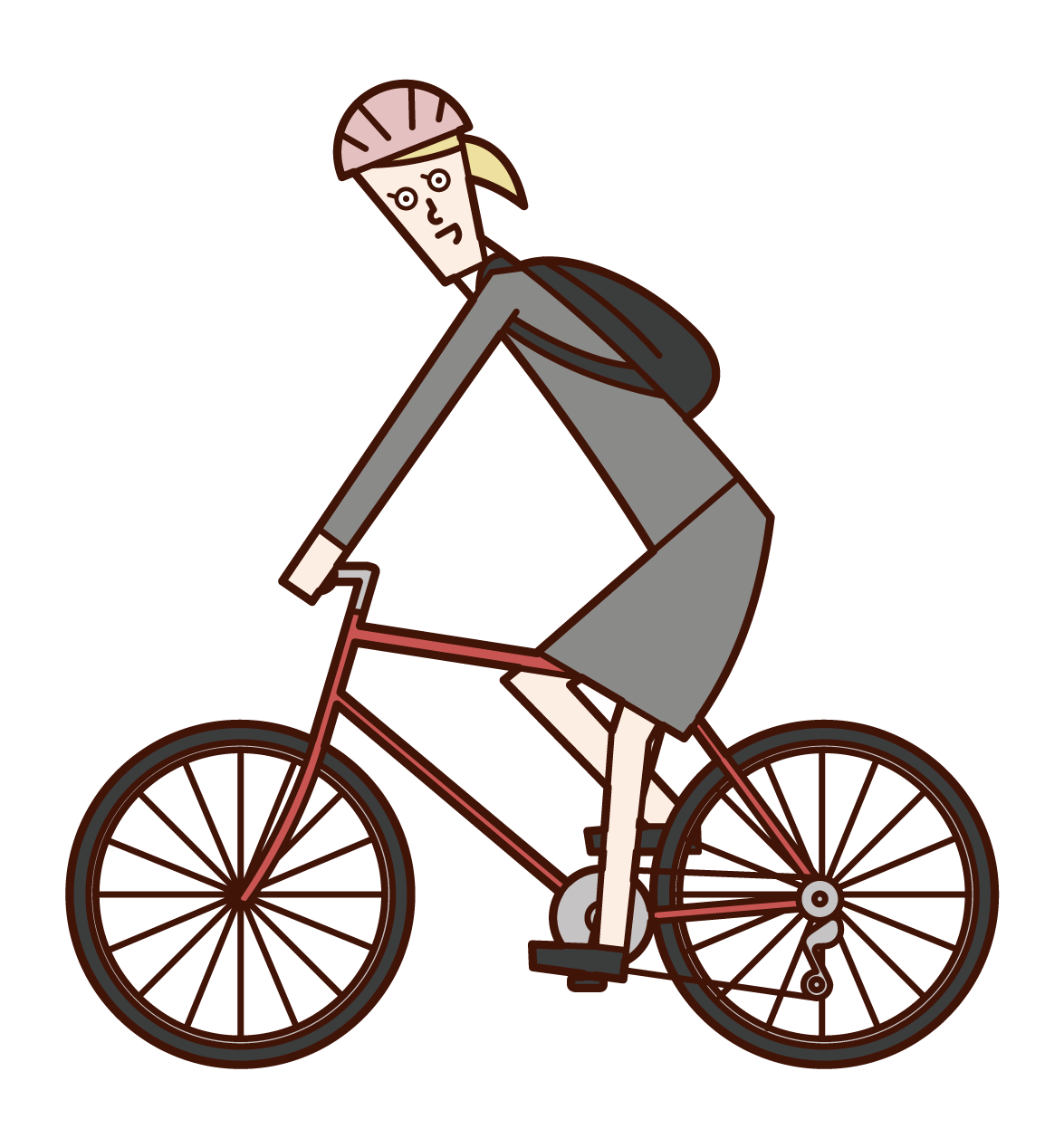 自転車で通勤する人 女性 のイラスト フリーイラスト素材 Kukukeke ククケケ