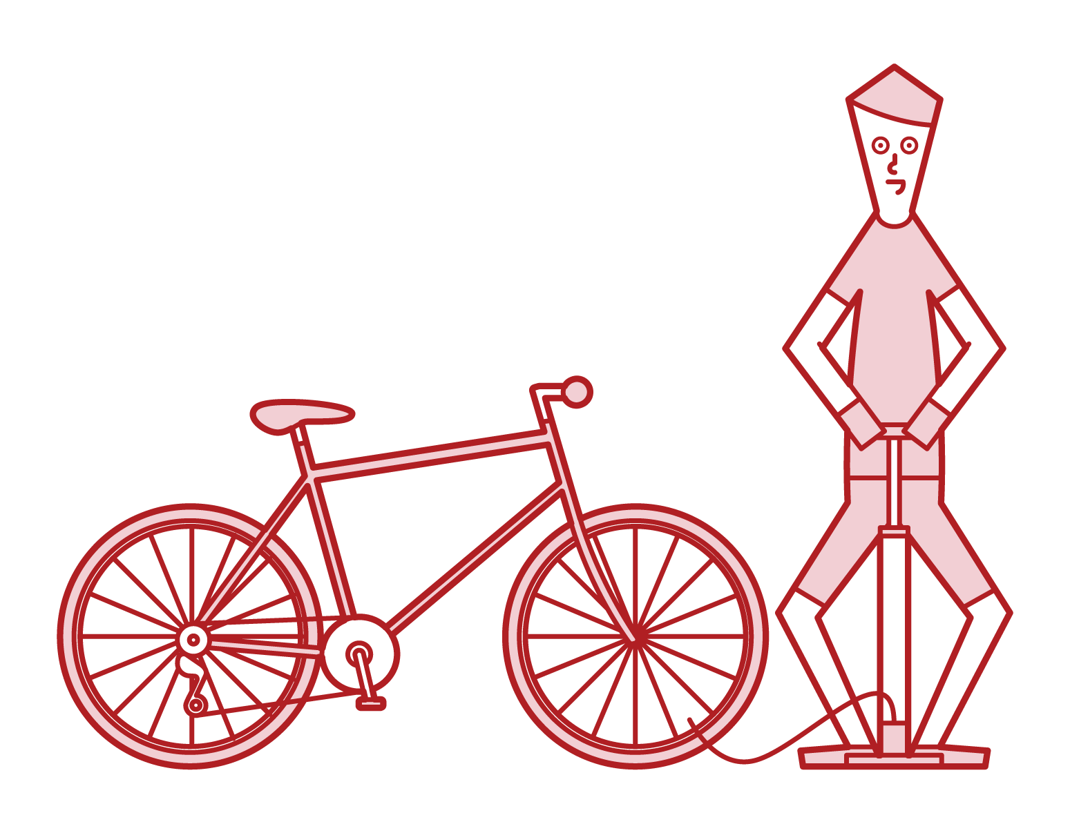 自転車のタイヤに空気を入れる人 男性 のイラスト フリーイラスト素材集 Kukukeke