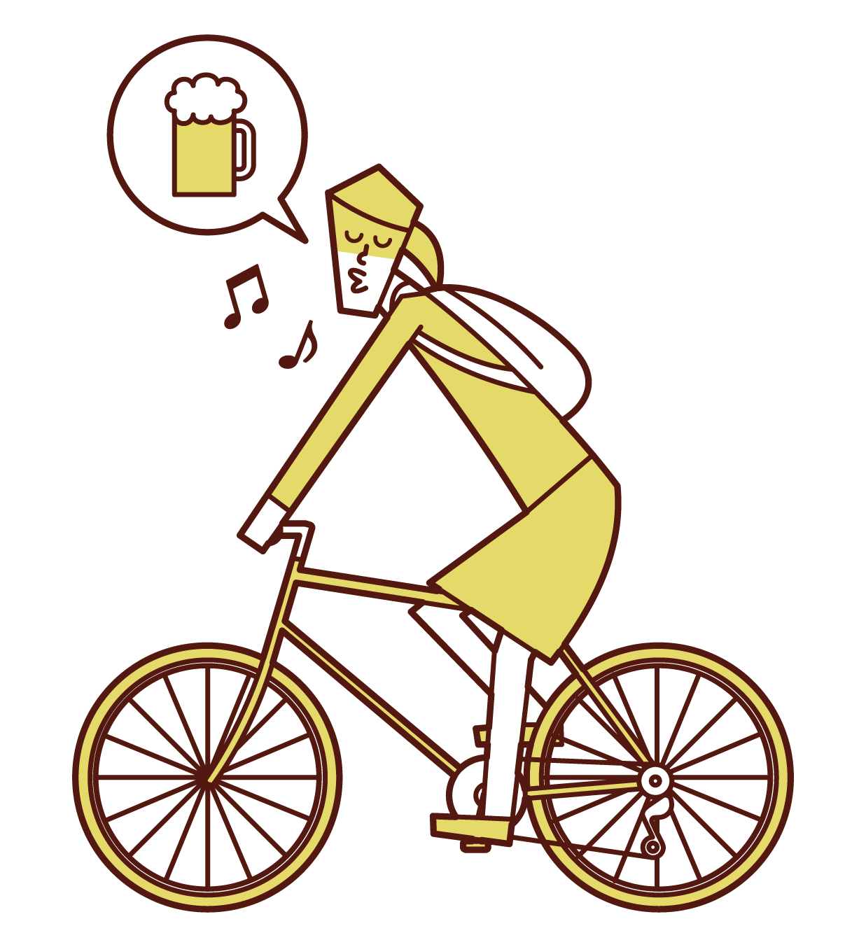 자전거로 음주 운전을 하는 사람(여성)의 일러스트