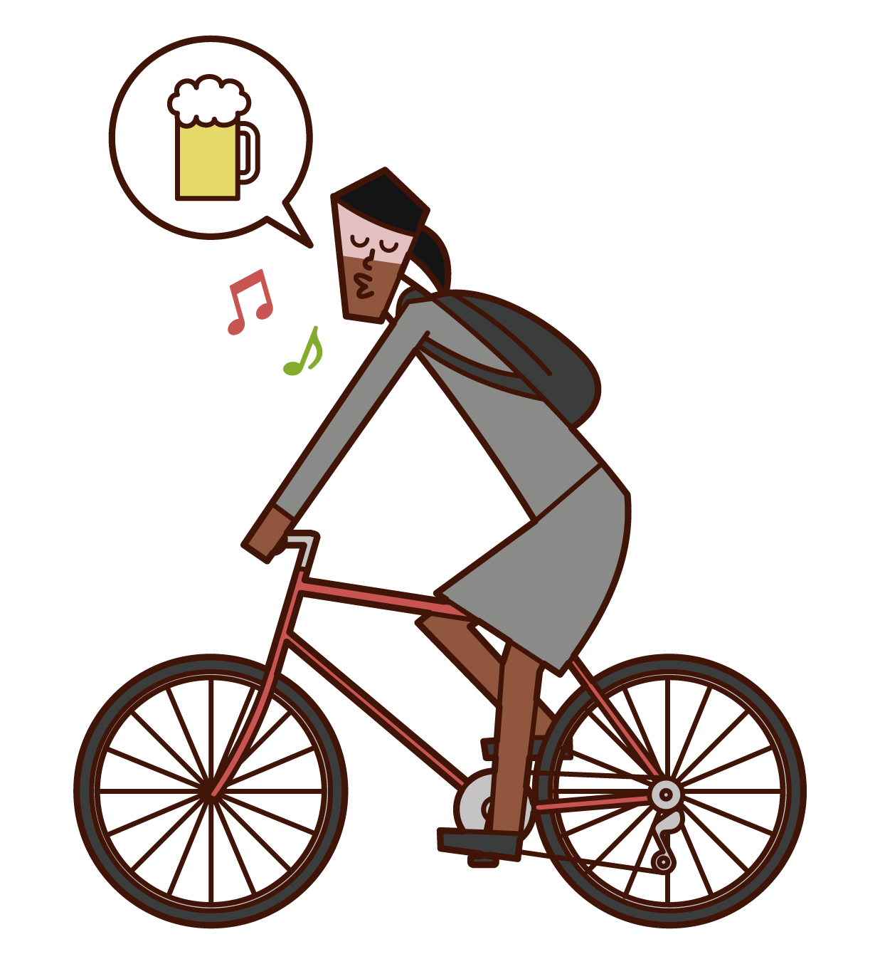 자전거로 음주 운전을 하는 사람(여성)의 일러스트