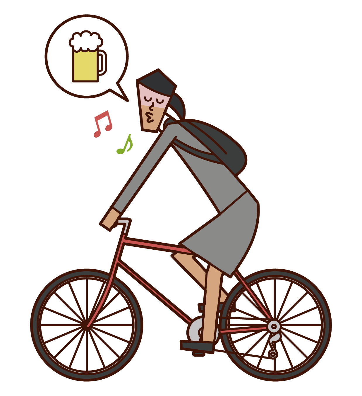 Illustration of a woman driving drunk on a bicycle