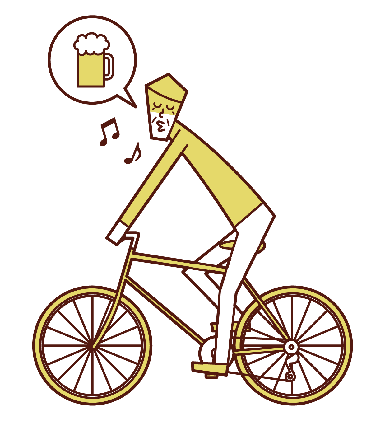Illustration of a drunk driver (old man) driving drunk on a bicycle
