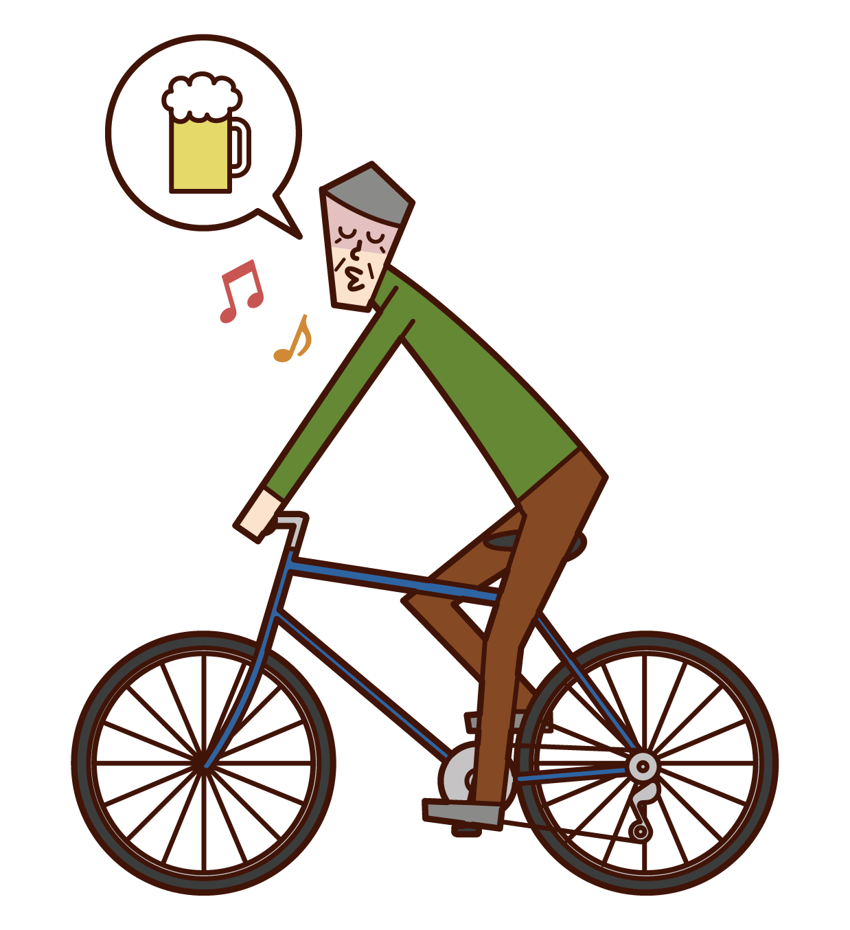 Illustration of a man driving drunk on a bicycle