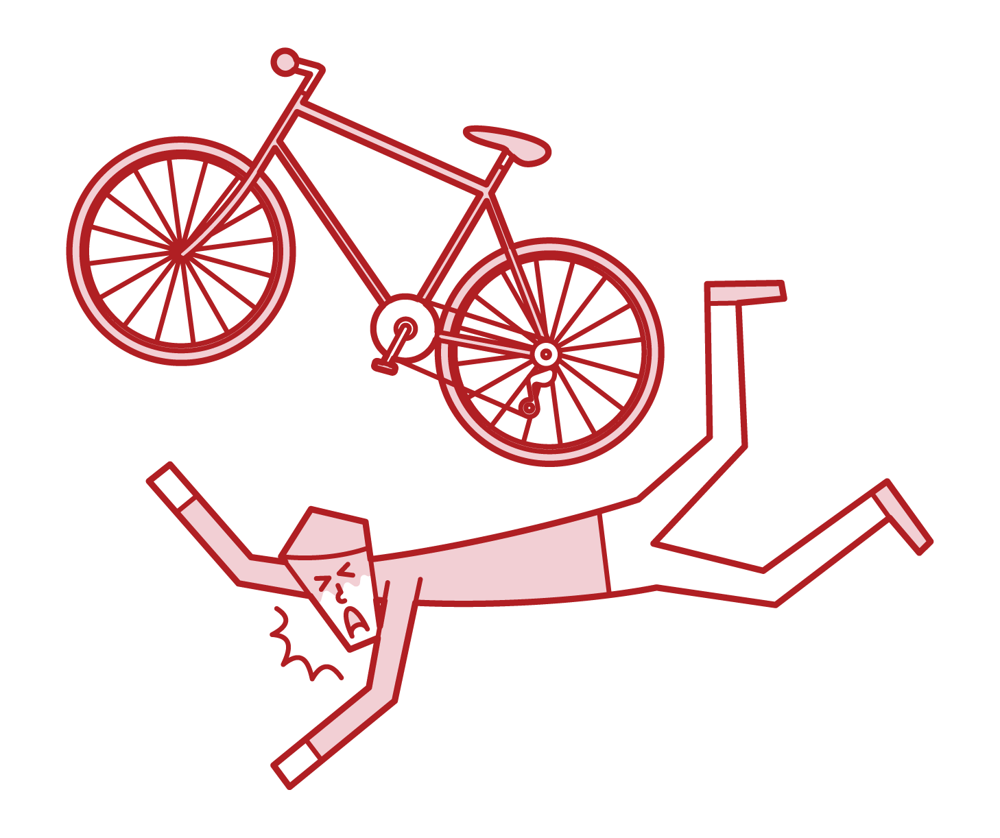 自転車で転倒する人 男性 のイラスト フリーイラスト素材 Kukukeke ククケケ