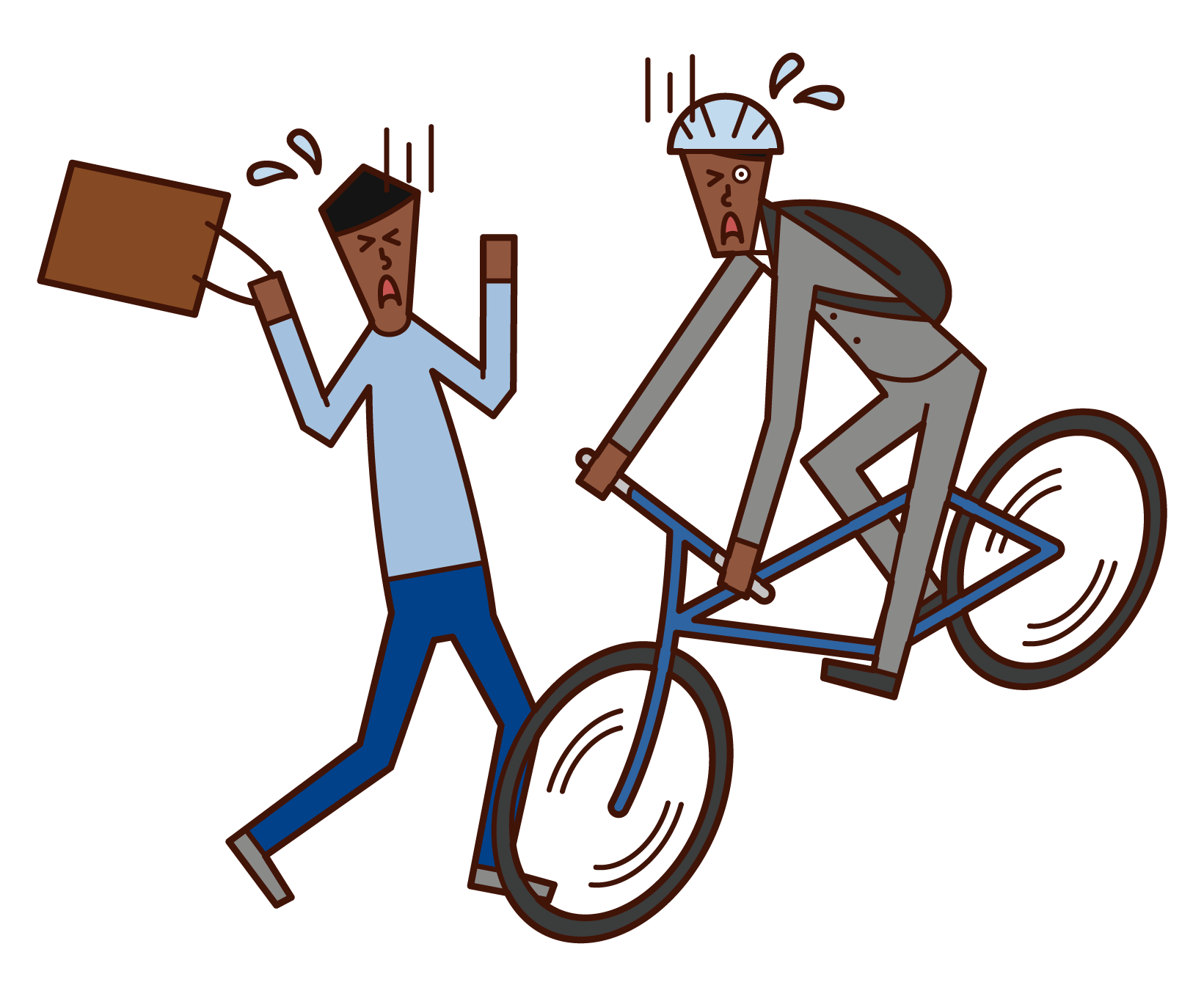 自転車で追突事故を起こす人（男性）のイラスト