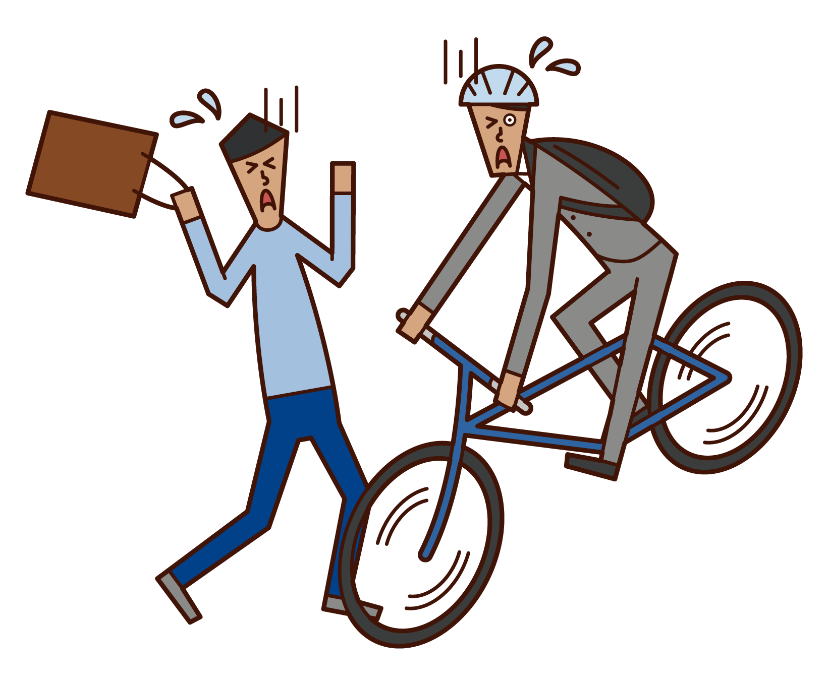 Illustration of a man who causes a crash on a bicycle